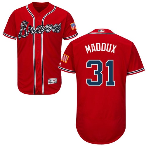 Braves #31 Greg Maddux Red Flexbase Authentic Collection Stitched MLB Jersey